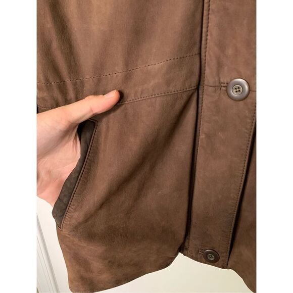 L.L. Bean 100% genuine leather suede jacket brown women's size 4 Petite - Picture 7 of 7